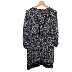 Club Monaco Womens Printed Long Sleeve Dress Size 6 Black y/White Floral Pattern